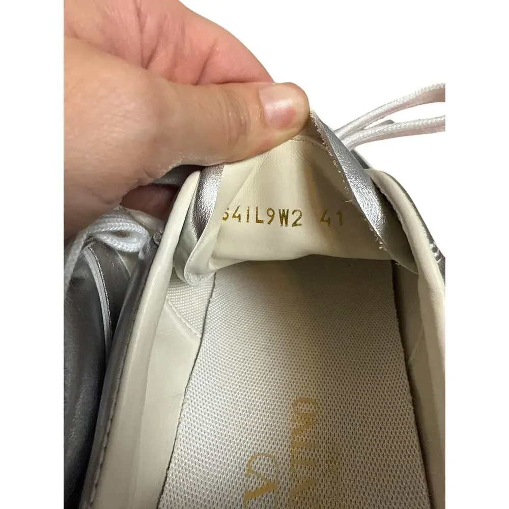 Valentino Garavani Upvillage Metallic Silver Low Top Sneakers 10.5